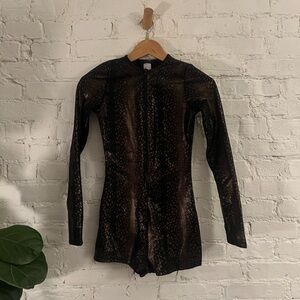 Jade Metallic Gold Snakeskin Long Sleeve Romper